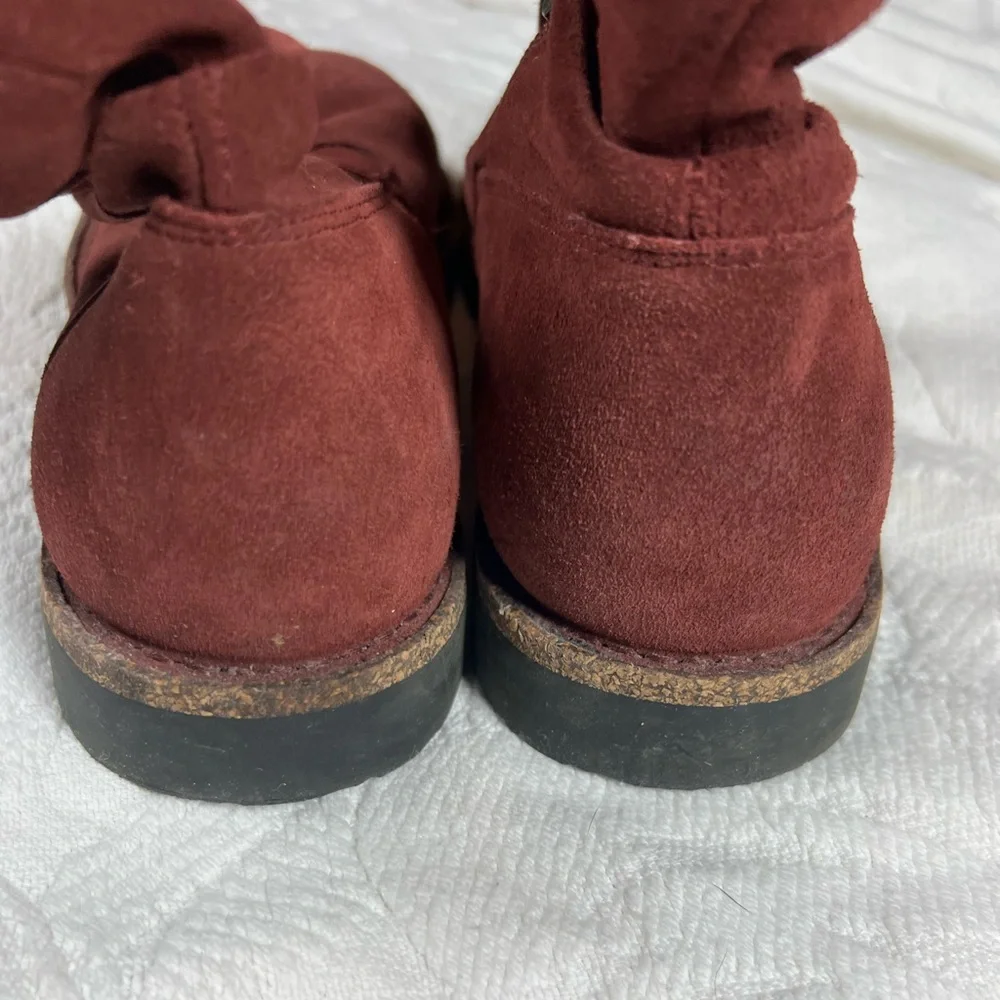 Birkenstock Luton Port Wine Suede Ankle Boots Burgundy Red Side Zip
